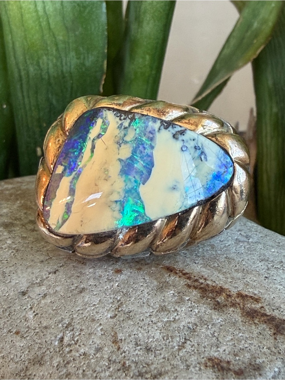 14 karat gold, and Boulder opal ring